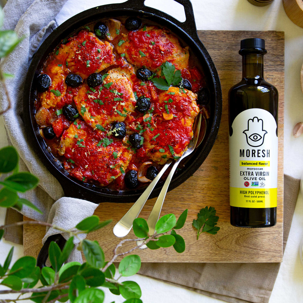 Baked Harissa Chicken with Tomatoes & Cured Olives